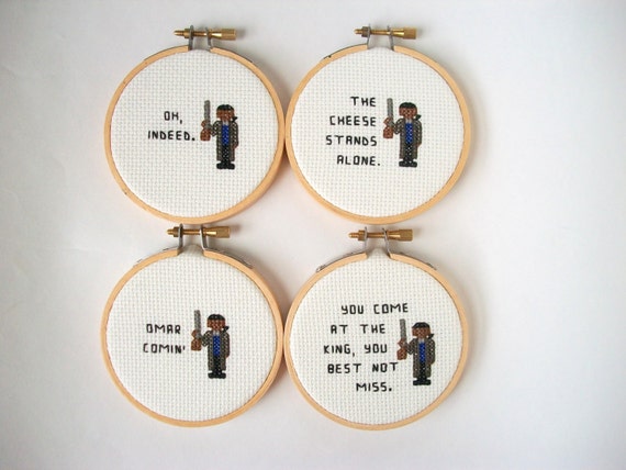 Charlie the Unicorn Cross Stitches in Hoops or Small Frames Set of 3 -   Israel
