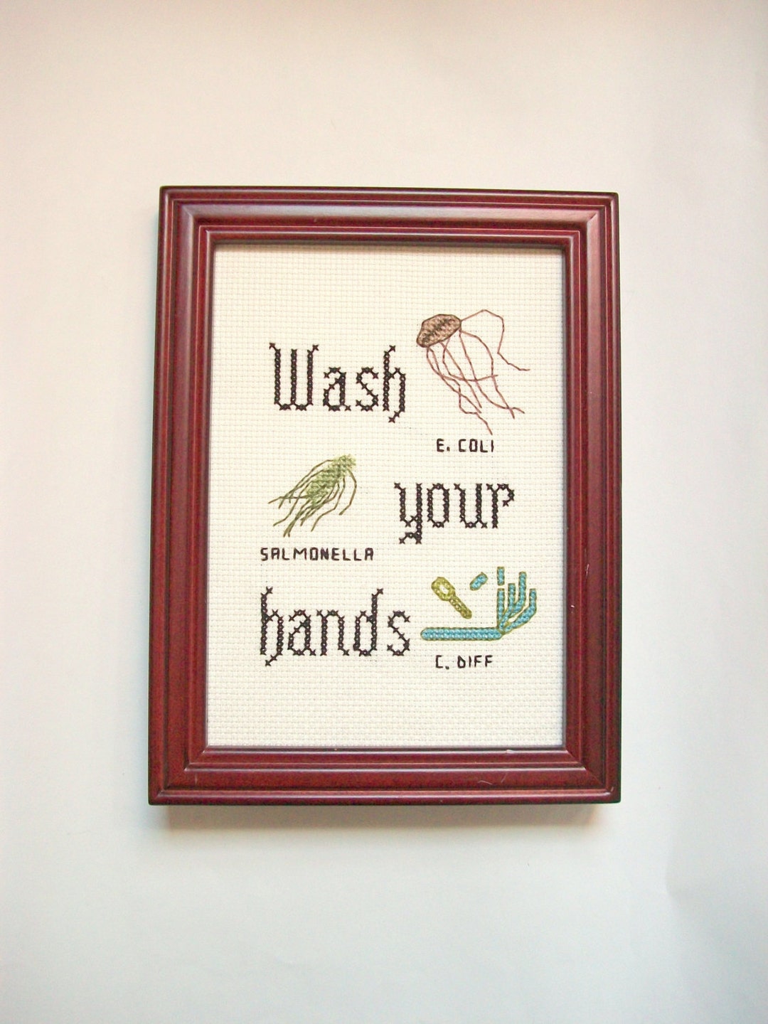 Wash Your Hands 5x7 Cross Stitch With Ironic E. Coli Etsy