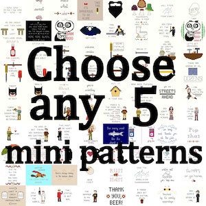 Cross Stitch Patterns 5 mini patterns of your choice image 1