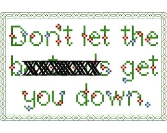 Cross Stitch Pattern -- Don't let the b&st%rds get you down. Possibly mature
