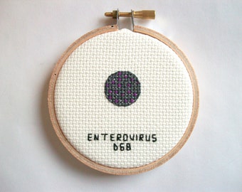 Enterovirus D68 cross stitch -- geek stitchery for doctor, nurse, lab tech, epidemiologist