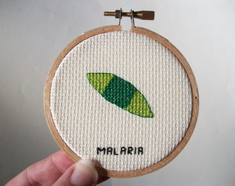 Biology cross stitch, Malaria microbe -- germ cross stitch, microbe needlework for scientists and other cool people