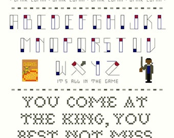 Cross Stitch Sampler, 8 Pattern Set -- Little Omar cross stitch sampler, parody, heroin, shotgun, honey-nut oats, bunk