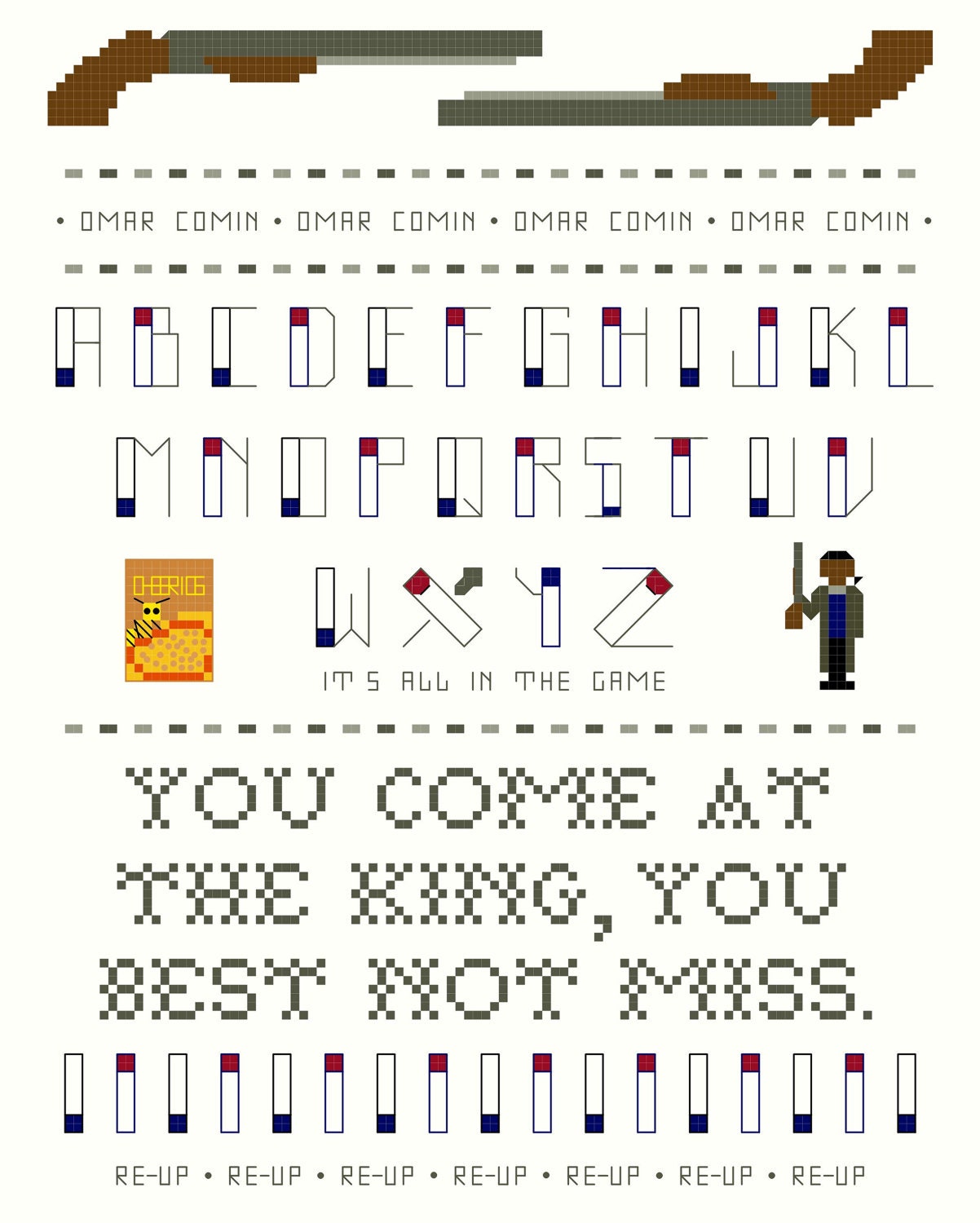 Cross Stitch Sampler 8 Pattern Set Little Omar Cross 