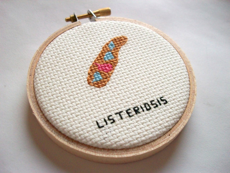 Listeria, meningitis cross stitch geek stitchery for doctor, nurse, lab tech, epidemiologist image 2