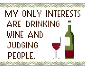Cross Stitch Patterns -- Wine and judgment, in 2 versions