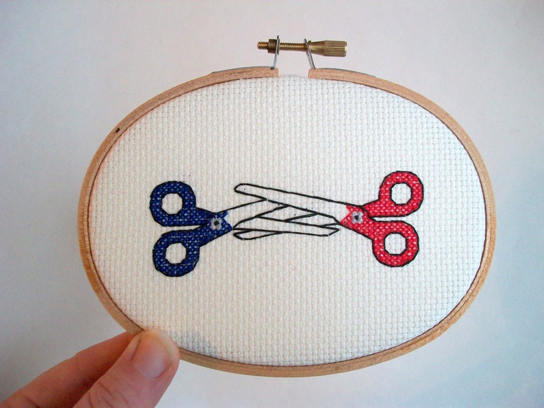 Scissors cross stitch ironic simple cross stitch Etsy