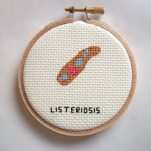 Listeria, meningitis cross stitch geek stitchery for doctor, nurse, lab tech, epidemiologist image 3