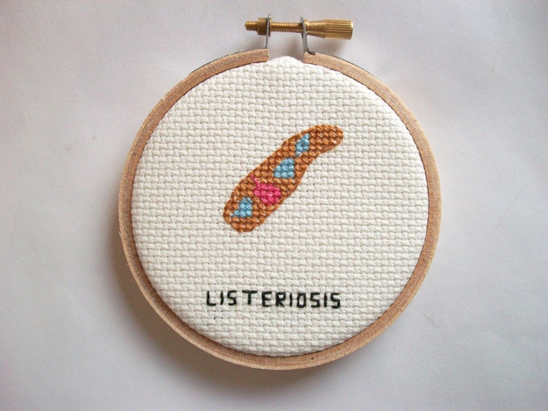 Listeria, meningitis cross stitch geek stitchery for doctor, nurse, lab tech, epidemiologist image 3