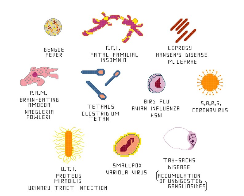 Cross Stitch Pattern Common Microbes, set 4 image 1