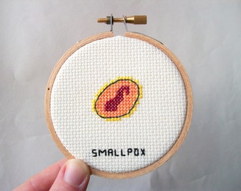 Smallpox cross stitch -- geek stitchery for doctor, nurse, lab tech, epidemiologist