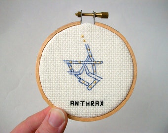 Anthrax cross stitch microbe -- microbe cross stitch for doctors, epidemiologists, scientists, cool people