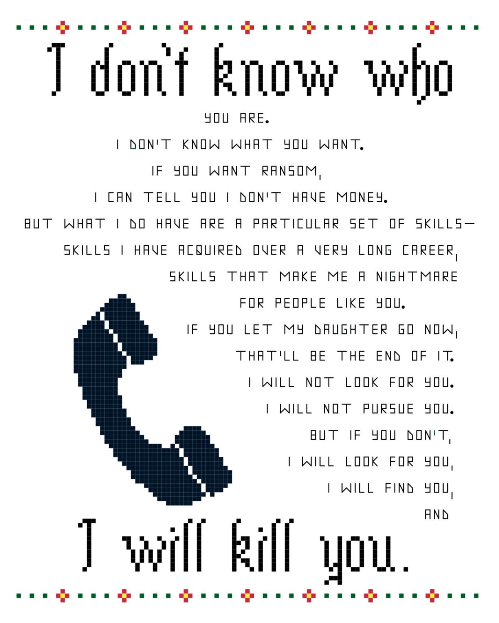 Cross Stitch Pattern Phone Call Sampler Meme Etsy