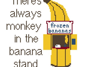 Cross Stitch Pattern -- Banana Stand 8x10 and 3x5