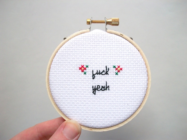 Shut your whe mouth cross stitch small framed cross stitch gift for people who probably just need to shut up right now, Mature image 4