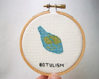 Botulism microbe -- germ cross stitch, microbe needlework for scientists and other cool people