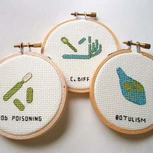 Food Poisoning microbe germ cross stitch, microbe needlework for scientists and other cool people image 3