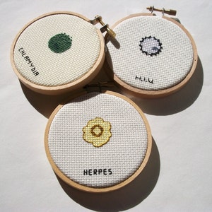 Cross Stitch Pattern Set STD Microbes, 10 small science patterns image 2