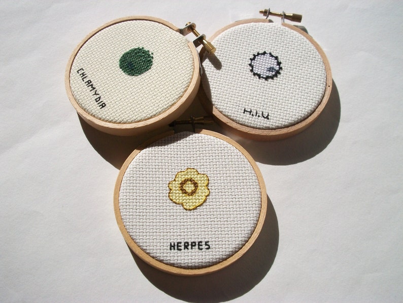 Cross Stitch Pattern Set STD Microbes, 10 small science patterns image 2