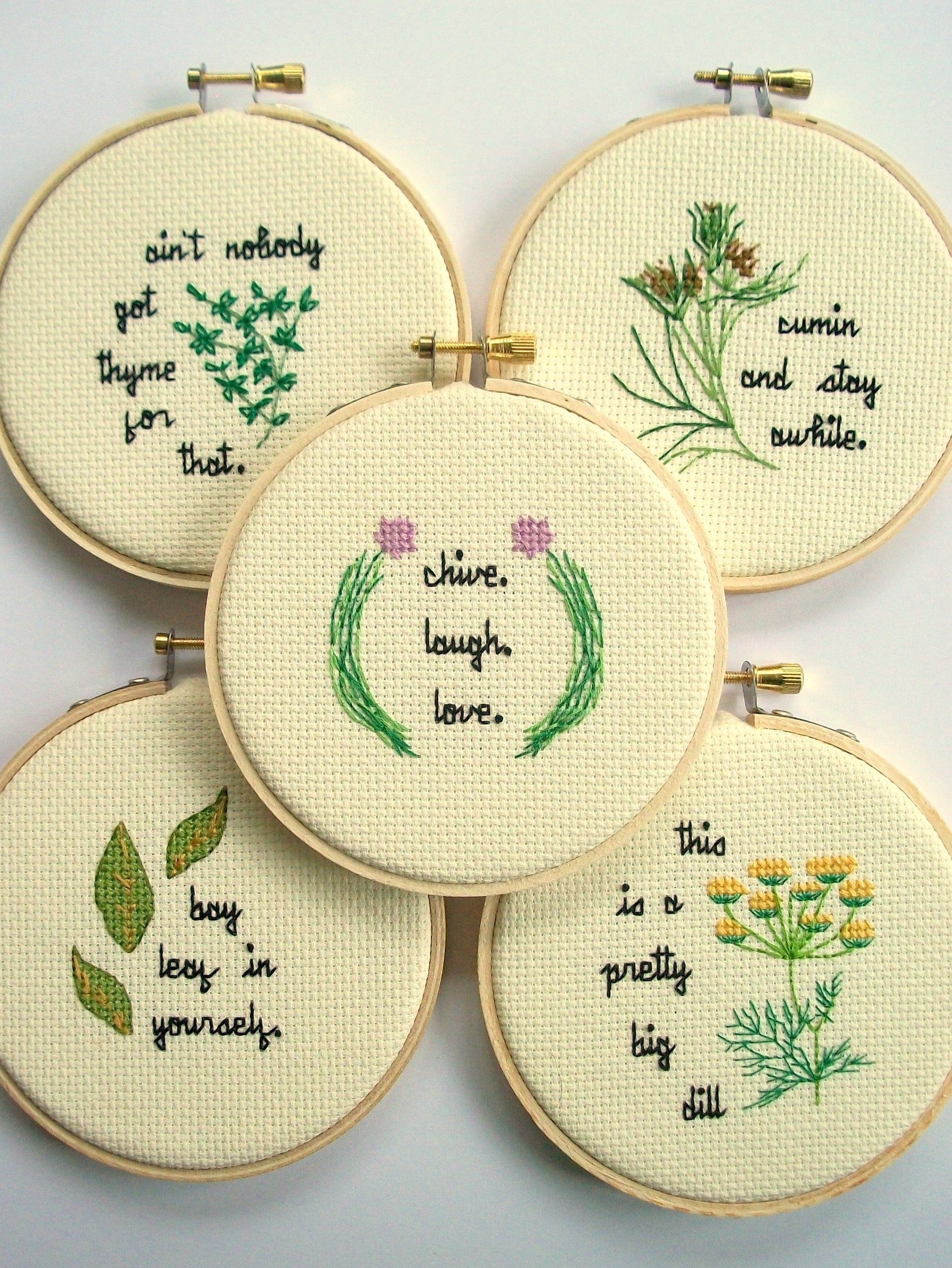 Bay Leaf in Yourself Cross Stitch Completed Herb Pun Mini Etsy