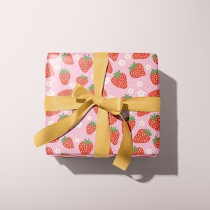 Pretty Pink Wrapping Paper Gift Wrap Cute Strawberry Girls' Birthday  Present