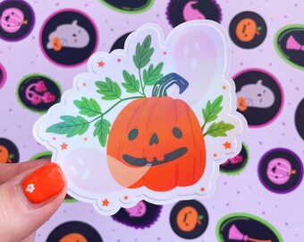 Halloween Sticker // Pumpkin Sticker Holographic Planner Stickers Spooky Season Decor Ghost Sticker For Laptop For Notebooks For Walls