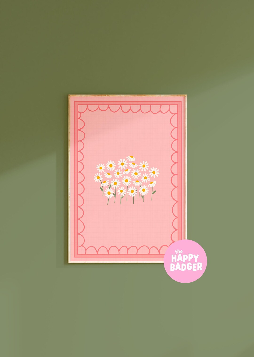 Pink Daisy Print Daisy Print // Pink Wall Art, Cute Flower Prints, Daisy Themed Gift ...