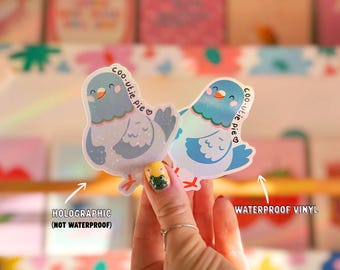 Pegatina de paloma linda, pegatina de pastelito, pegatinas holográficas brillantes para portátil, pegatinas brillantes para botellas de agua, pegatinas de animales para Kindle