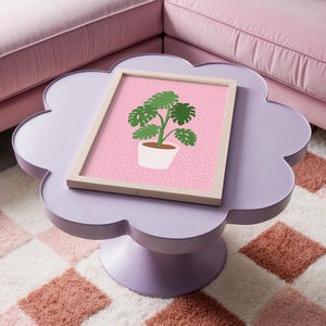 Monstera Print, House plant poster, Colourful bathroom decor, Prints for bedroom, Pink wall art, Gift for plant Mum | A3 A4 A5 8x10 5x7 4x6 image 4