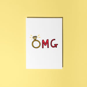 Carte de fiançailles OMG, meilleure amie fiancée, félicitations pour vos fiançailles, carte de mariage drôle, jolie carte de proposition | Carte écologique A6