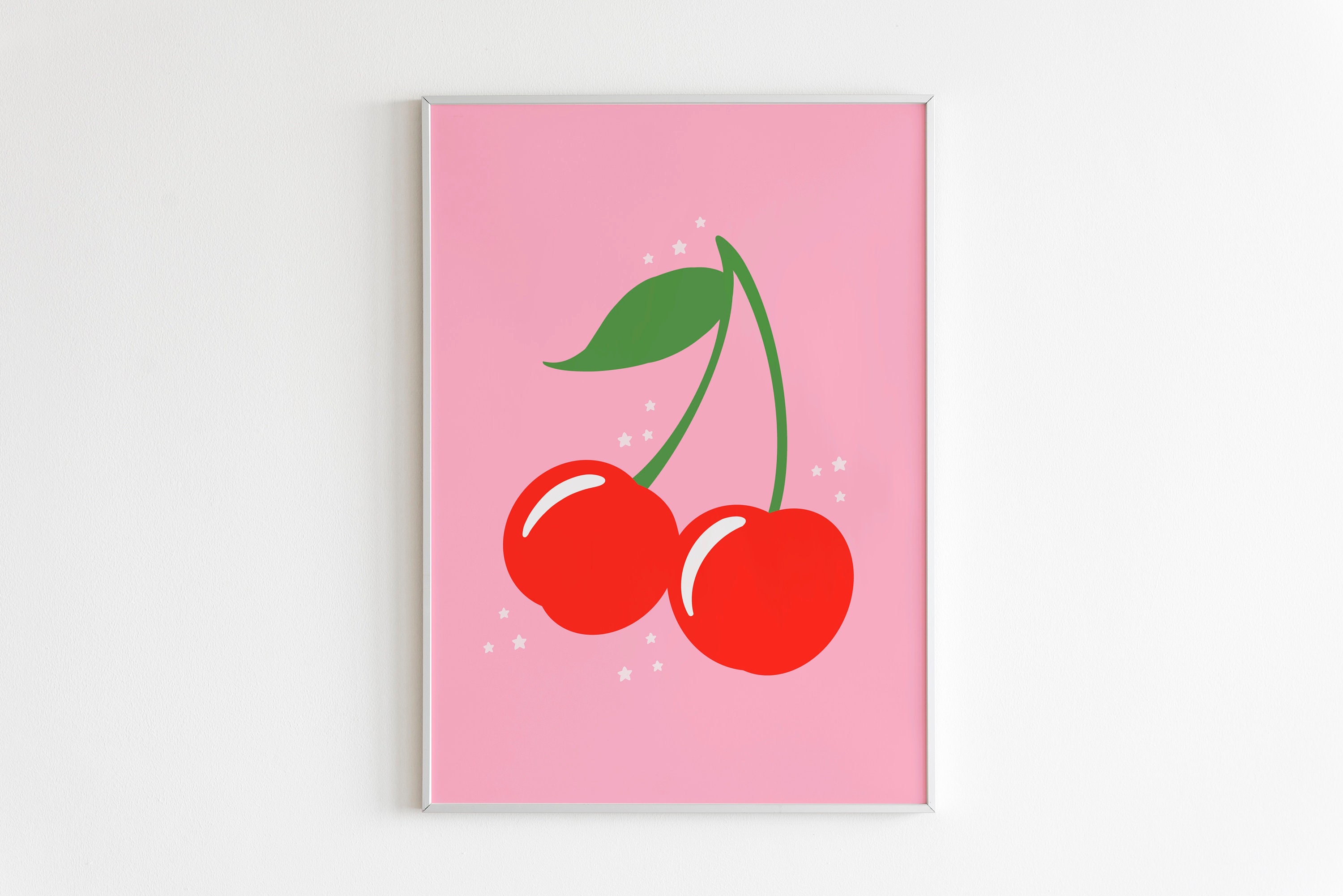 Cute Cherry Print // Cherry Wall Art, Cute Fruit Print, 90s