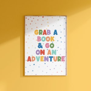 Nursery Reading Print // Childrens room wall art, Adventure print, Colourful room decor, Boys bedroom, Girls bedroom // A2 A3 A4 A5 8x10 5x7