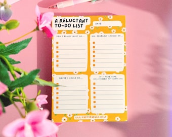A5 Funny Notepad // Cute floral notepad, Yellow desk pad, To-do list notepad, Back to school stationery, New job gift, A5 list pad