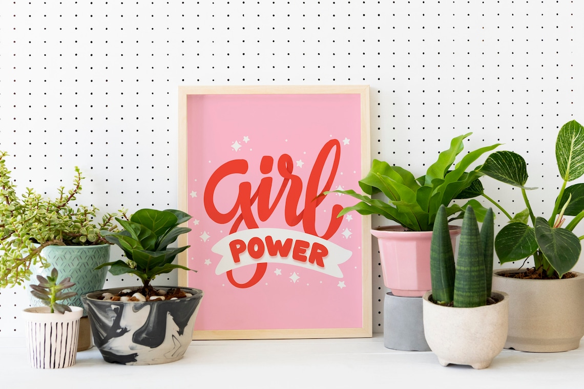 Girl Power Print // Cute quote print Feminist wall art Red & image 2