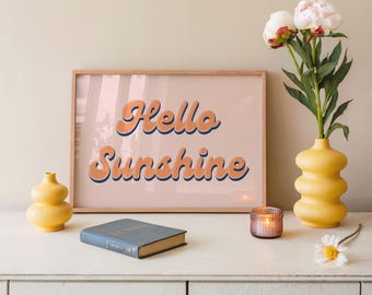 Hello Sunshine-print | Kleurrijke positieve quote muurkunst
