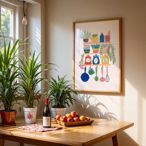 Colourful Kitchen Print // Kitchen Wall Decor, Kitchen Illustration ...