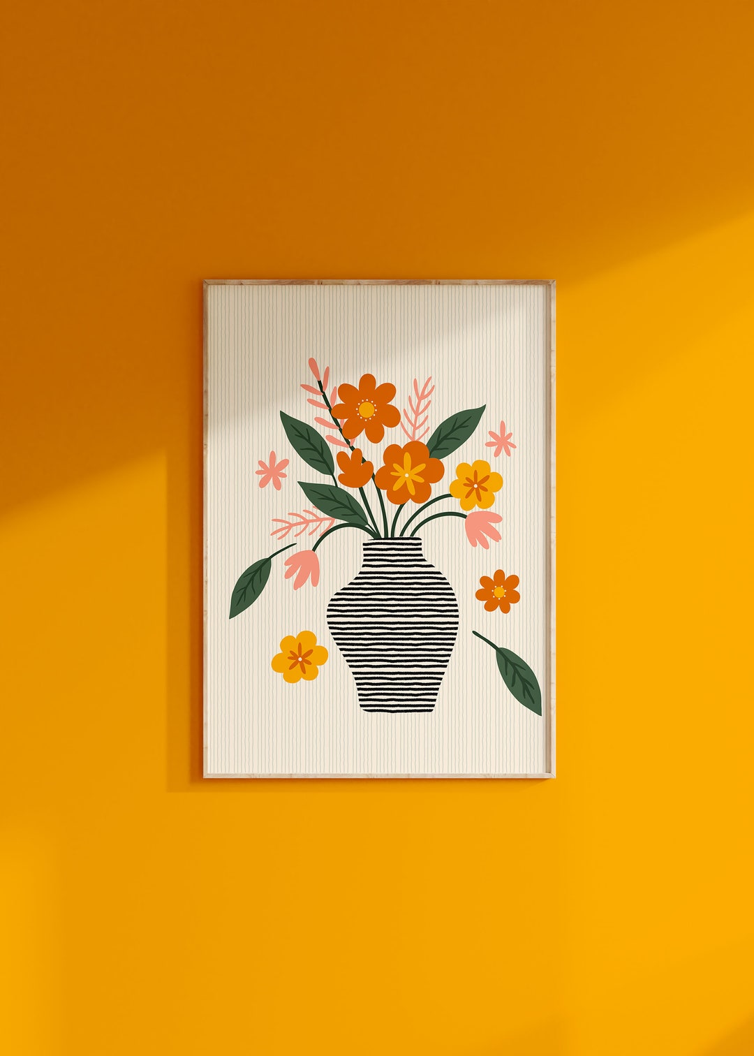 Vase of Flowers Print // Retro Wall Art, Abstract Wall Decor, Bathroom