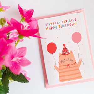 Cat Birthday Card, Cute animal cards, Birthday cat cards, Funny birthday card, Card from the cat, Cat lover birthday card, A6 Card