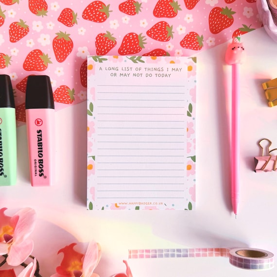 A6 Floral Notepad, Cute daily to-do list, Floral lined stationery, New job gift, Funny leaving gift, Birthday gift for her | 100 Pages