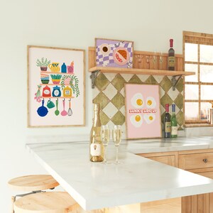 kitchen decor | kitchen prints | kitchen wall art |... Colourful Kitchen Print // Kitchen Wall Decor, Kitchen Illustration ...