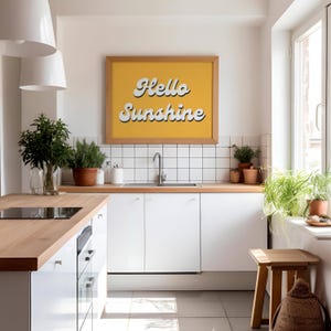 Hello Sunshine Print | Bright Yellow Positive Quote Art | Good Morning Wall Art image 4