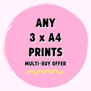 3 impresiones A4 // Combina impresiones, Oferta de compra múltiple, Paquete de impresiones, Arte mural colorido, Habitación infantil, Sala de estar, Dormitorio, Cocina, Oficina