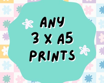 Any 3 A5 Prints // Mix and match prints, Multi buy offer, Print bundle, Colourful wall art, Nursery, Living room, Bedroom, Kitchen, Office