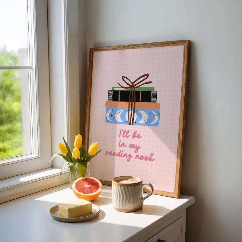 Reading Nook Print | Reading Quote Decor | Book Nook Wall Art | A3 A4 A5 8x10 5x7 4x6 image 3