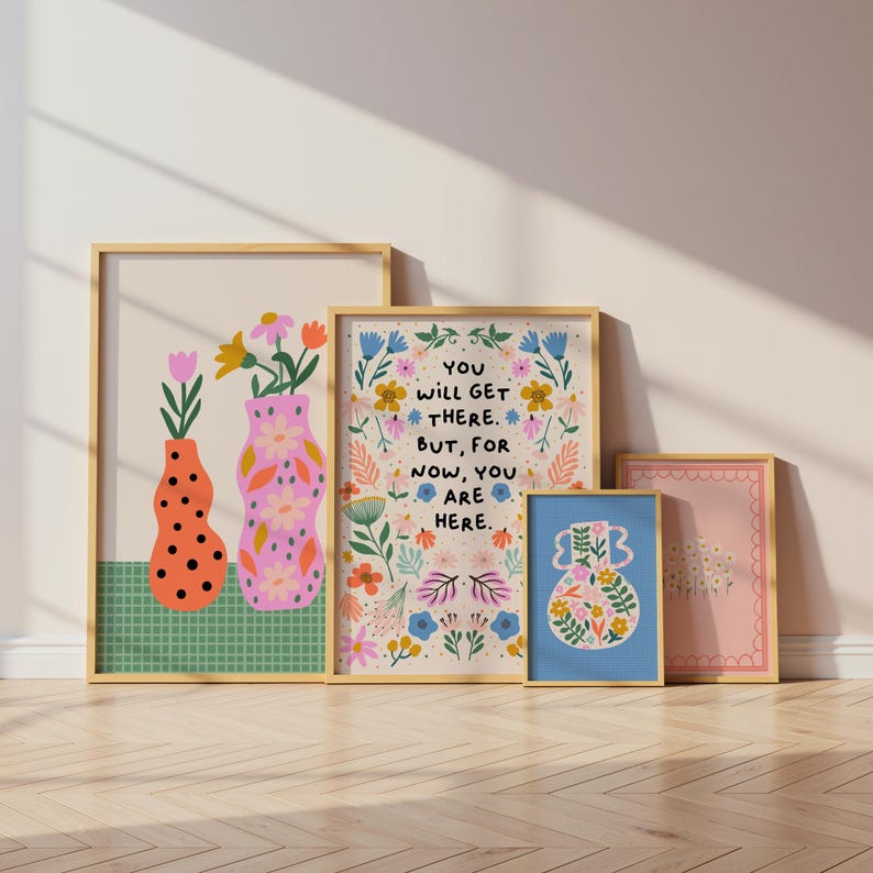 Floral Quote Print, Positive wall art, Flower illustration poster, Cute home decor, Thinking of you gift | A3 A4 A5 8x10 5x7 4x6 image 8