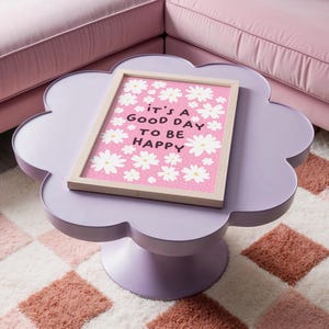 Geluk citaat print, motiverende citaten poster gelukkig inspirerende muurkunst prints interieur madeliefje illustratie roze | A3 A4 A5 5 x 7 4 x 6 afbeelding 3