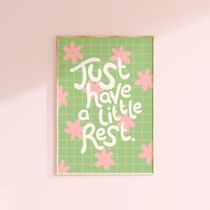 Floral Quote Print, Positive wall art, Flower illustration poster, Cute home decor, Green and pink prints | A3 A4 A5 8x10 5x7 4x6