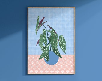 Polka Dot Begonia Print // Botanical wall art, Bright decor, Prints for bathroom, Plant lover gift, House plant print // A2 A3 A4 A5 5x7 4x6