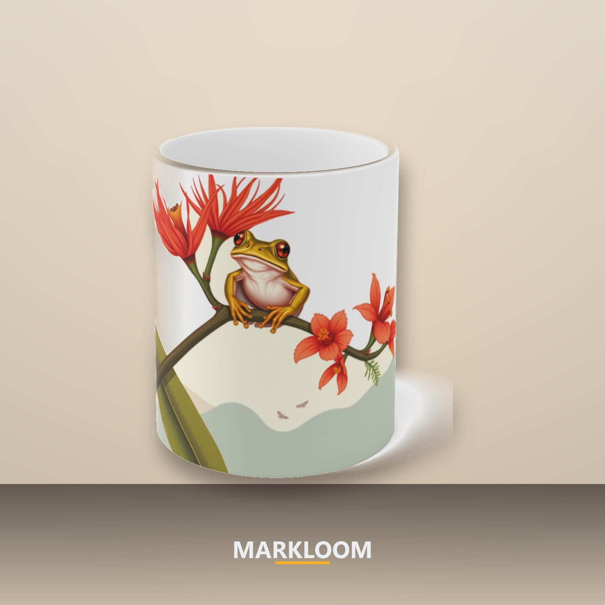 Puerto Rican Coquí Frog Mug, Flamboyán Art, Island Heritage Decor