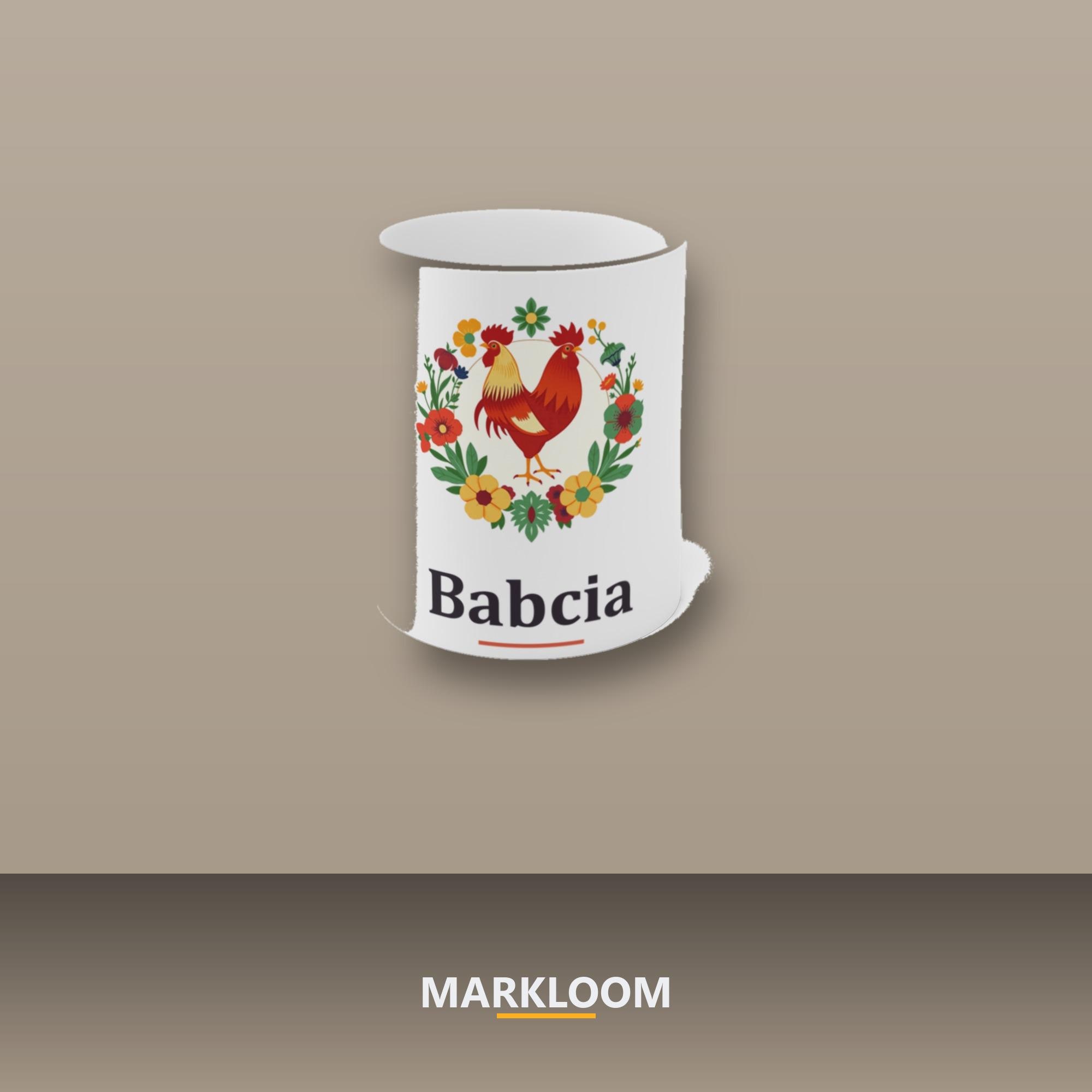 Babcia Mug, Polish Folk Art Wycinanki Rooster Ceramic Cup